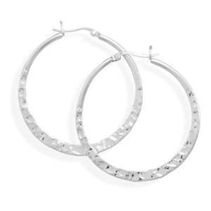  Silverflake  Large Hammered Hoop Earrings Jewelry