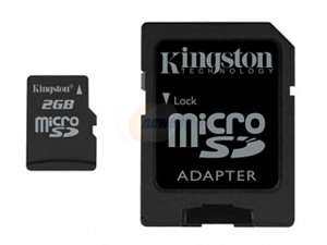    Kingston 2GB MicroSD Flash Card w/ SD Adapter Model SDC 