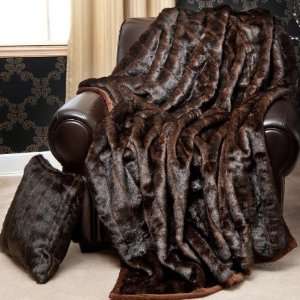  Faux Fur Throw Blanket 60 x 86   Brown Mink   TR 