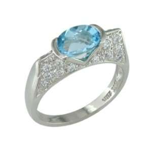   Bryre   size 11.25 14K White Gold Blue Topaz & Diamond Ring Jewelry