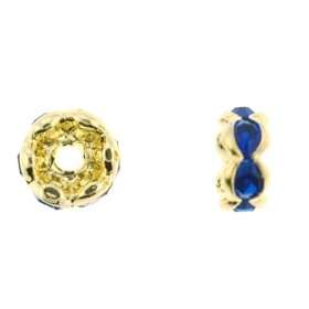 Gold Plated   Spacers   Rondell w/ Blue CZ   Sold by Package   Approx 