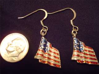   American Flag Eagle Uncle Sam Hat Earrings Pick Style Clip Pierced