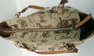 COACH F14676 HORSE AND CARRIAGE GALLERY BOOK TOTE KHAKI AND CAMEL 