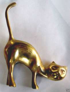 Vintage cast Brass Cat figurine Sculpture 5 ½”  