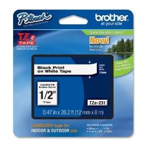  Brother P Touch PT 1280 Label Tape (OEM) 0.47 Black Print 