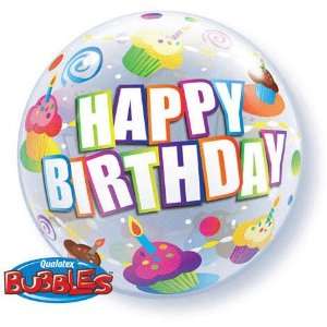   Happy Birthday Cupcakes Swirls Dot 22 Bubble Balloon