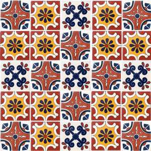 128) 25 Mexican Tiles Talavera Ceramic Tile Handcraft  