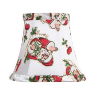   in. Wide Christmas Clip On Chandelier Shade, White Santa Claus Fabric