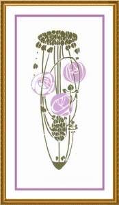  Nouveau Charles Rennie Mackintosh Lavender Rose Counted Cross Stitch 