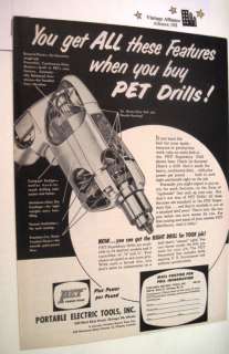   of PET Drill by Portable Electric Tools Chicago IL 1953 Ad  