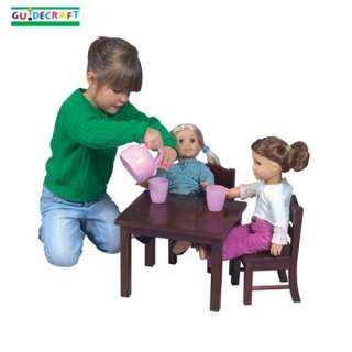 New Wooden Kids Doll Size Toy Wood Table Chair Espresso  