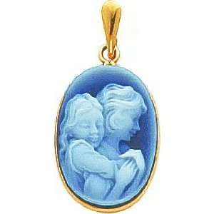    14K Gold Agate Mother Daughter Cameo Pendant Jewelry Jewelry