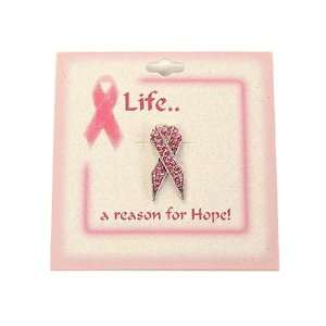  of 24 Pink Crystal Breast Cancer Awareness Pins Carded