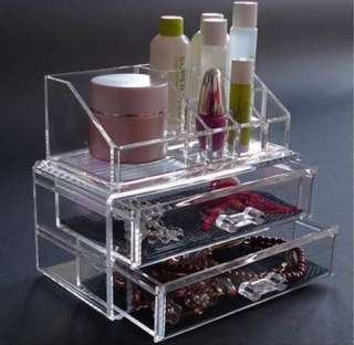 NH5 ACRYLIC LUCITE CLEAR CUBE MAKEUP COSMETIC CASE ORGANIZER  