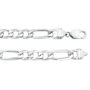  Sterling Silver .925 Figaro Bracelet Chain 11mm 8 inches 