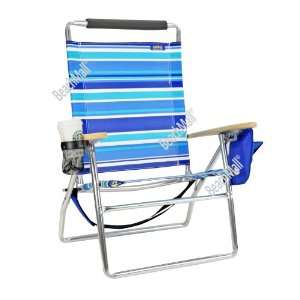   High Aluminum Beach Chair w/ Drink & Storage Pouch