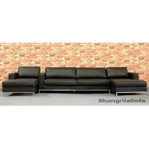  Black Leather Sofa and Two Chaises