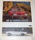 1963 CHEVROLET CORVAIR MONZACOUPE.C​ONVERTIBLE AD ART