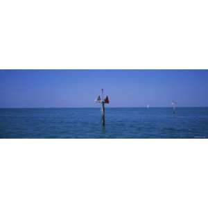  Channel Markers in the Sea, Gulf of Mexico, Florida, USA 