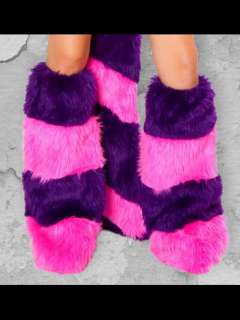   cat faux fur legwarmers knee high faux fur covered boot covers