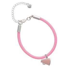    Small Pink Megaphone Charm on a Pink Malibu Charm Bracelet Jewelry