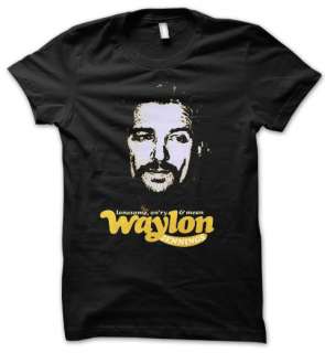 WAYLON JENNINGS Country Music Singer Mens T Shirt Black S, M, L, XL 