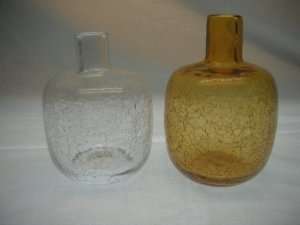Blenko Bud Vase Crackle Glass Lot Bulb Bottle amber clear  