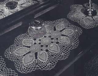 Vintage Crochet Pattern Pineapple Set Doily Runner  