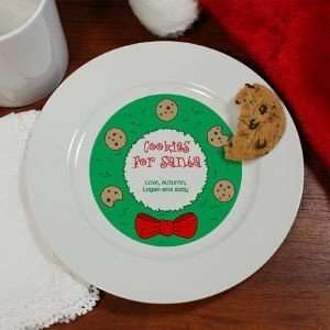 Personalized Cookies For Santa Christmas Ceramic Plate Wreath  