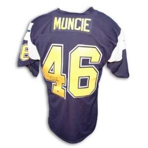 Chuck Muncie Autographed/Hand Signed Custom Navy Blue Throwback Jersey 