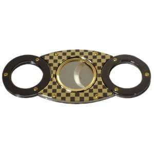   Gold Checkerboard Infiniti Double Bladed Cigar Cutter