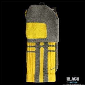 NEW RARE Nike Platinum Elite Basketball Crew Socks Grey/Yellow size 