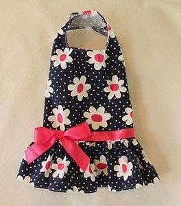 New Navy and Pink Daisy Dog dress clothes pet aparrel Small  