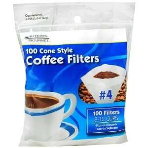  Kitchen Gourmet Cone Style Coffee Filters, 100 ea