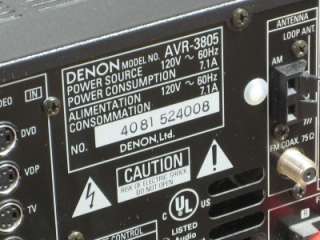Denon AVR 3805 7.1 Channel 770 Watt Home Theater Receiver 