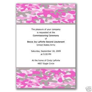 Camouflage Invitations Pink Birthday Party Army Camo  