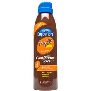  Coppertone  Continuous Spray Dry Oil, SPF 4, 6oz Health 