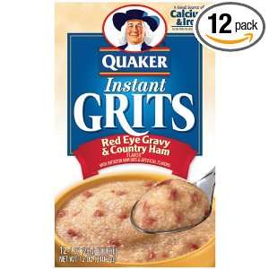 Quaker Instant Grits Red Eye Gravy & Country Ham, 12 Count Boxes (Pack 