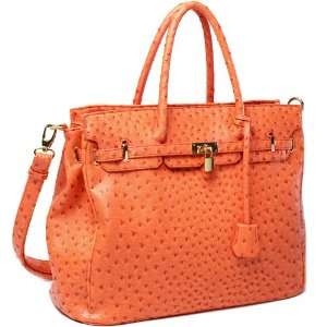    Orange Kelly Style Croc Embossed Handbag Purse 