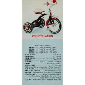  1961 Ad Constellation Tricycle Evans Trike B/W Red Trim 