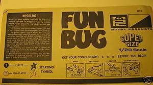 Vintage InstructionsMPC Fun Bug,1/20 dune buggy  