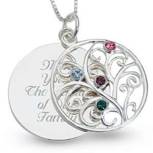  Personalized Sterling 4 Birthstone Family Necklace Gift Jewelry