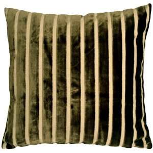  Pillow Decor   Monroe Velvet Stripes 22x22 Green Throw Pillow 