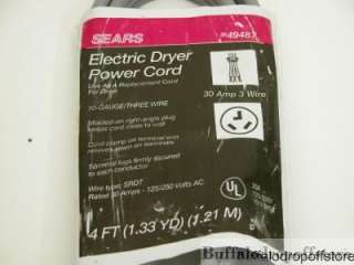  Electric Dryer Replacement Power Cord 4FT NEW  