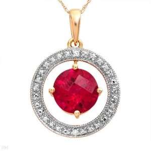    Ladies Circle Necklace 10K YG Ruby & Diamond Accent Jewelry