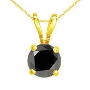 Black Diamond Solitaire Pendant   Natural Black Round Diamond 4.00cttw 