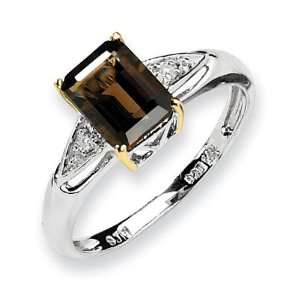  Smokey Quartz Diamond Ring in Sterling Silver Jewelry