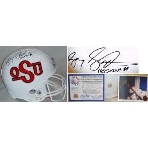  Barry Sanders Signed Oklahoma State Throwback Riddell 