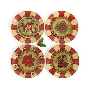 Set Of 4 Holiday/Christmas Hand Blown Glass Plates Beautiful Holiday 