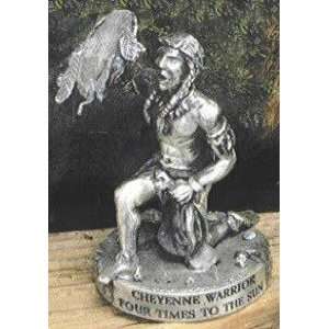   Silverplated & Antiqued Cheyenne Warrior Sculpture